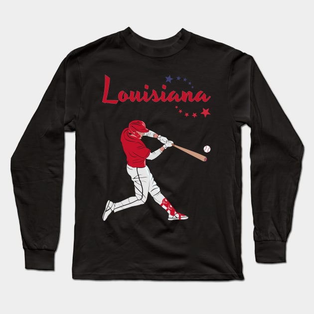 Louisiana USA Baseball Long Sleeve T-Shirt by VISUALUV